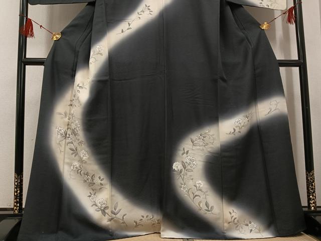 平和屋着物●訪問着　手描き　更紗唐草文　暈し染め　正絹　逸品　AABG6558ph
