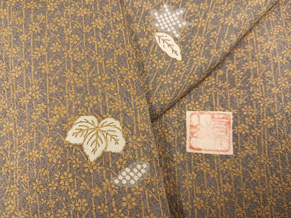 平和屋着物●上質な小紋　作家物　草花文　正絹　逸品　AABG6559ph