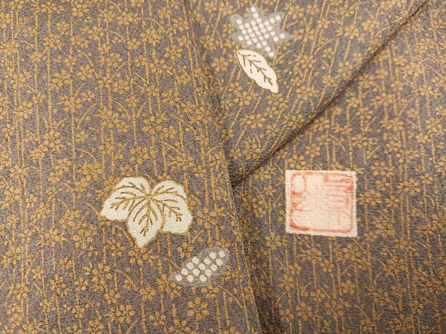平和屋着物●上質な小紋　作家物　草花文　正絹　逸品　AABG6559ph