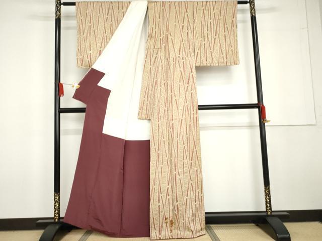 平和屋着物●上質な小紋　絞り　竹文　正絹　逸品　AABG6564cs