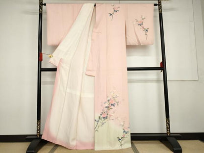 平和屋着物●本加賀友禅作家　南克治　訪問着　枝花文　暈し染め　正絹　逸品　AABG6566cs