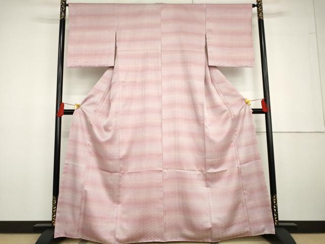 平和屋着物●洗える最高級着物　＜英＞はなぶさ謹製　小紋　霞横段文　洗える着物　未使用　AABG6569cs