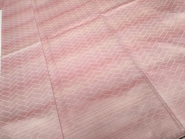 平和屋着物●洗える最高級着物　＜英＞はなぶさ謹製　小紋　霞横段文　洗える着物　未使用　AABG6569cs