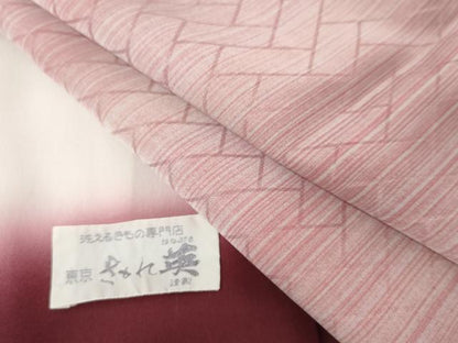平和屋着物●洗える最高級着物　＜英＞はなぶさ謹製　小紋　霞横段文　洗える着物　未使用　AABG6569cs
