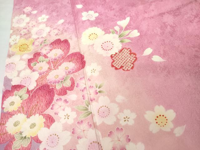 平和屋着物●豪華振袖　舞花文　暈し染め　金彩　正絹　逸品　AABG6570cs