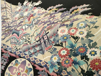 平和屋着物●本加賀友禅作家　西肇子　黒留袖　風景松竹梅文　正絹　逸品　AABG6572cs