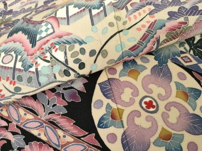 平和屋着物●本加賀友禅作家　西肇子　黒留袖　風景松竹梅文　正絹　逸品　AABG6572cs