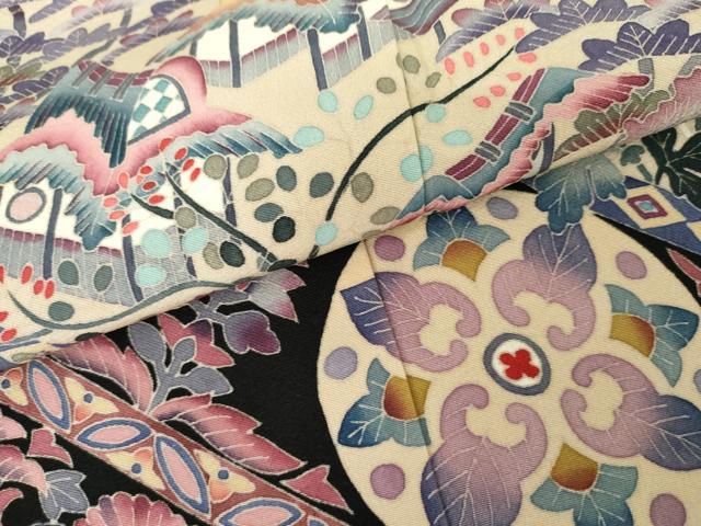 平和屋着物●本加賀友禅作家　西肇子　黒留袖　風景松竹梅文　正絹　逸品　AABG6572cs