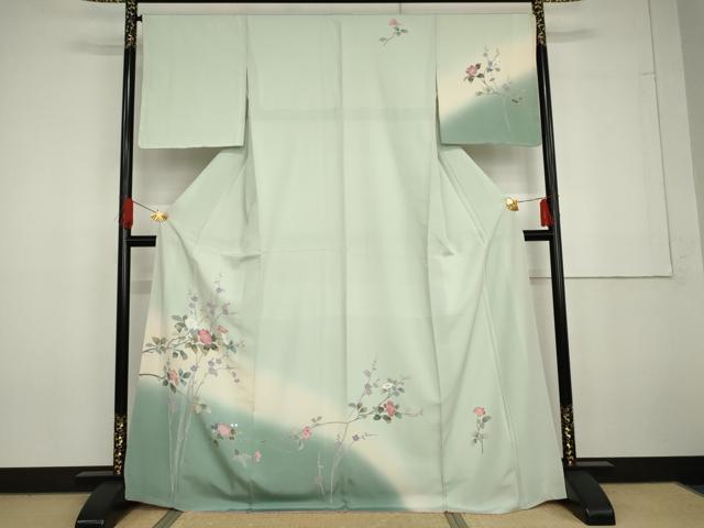 平和屋着物●訪問着　友禅　枝花文　暈し染め　正絹　逸品　AABG6573cs
