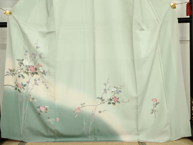 平和屋着物●訪問着　友禅　枝花文　暈し染め　正絹　逸品　AABG6573cs