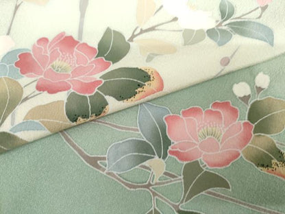 平和屋着物●訪問着　友禅　枝花文　暈し染め　正絹　逸品　AABG6573cs