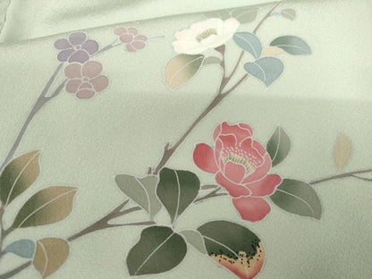 平和屋着物●訪問着　友禅　枝花文　暈し染め　正絹　逸品　AABG6573cs