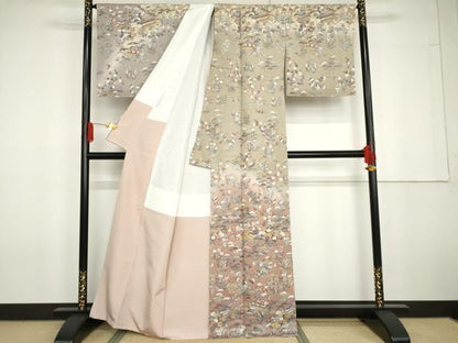 平和屋着物●訪問着　中国三大刺繍　相良刺繍　総刺繍　松竹梅風景文　暈し染め　金糸　正絹　逸品　未使用　AABG6578cs