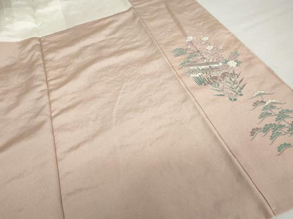 平和屋着物●訪問着　中国三大刺繍　相良刺繍　総刺繍　松竹梅風景文　暈し染め　金糸　正絹　逸品　未使用　AABG6578cs