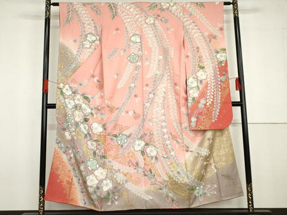 平和屋着物●豪華振袖　辻が花　暈し染め　金彩　銀通し地　正絹　逸品　AABG6580cs