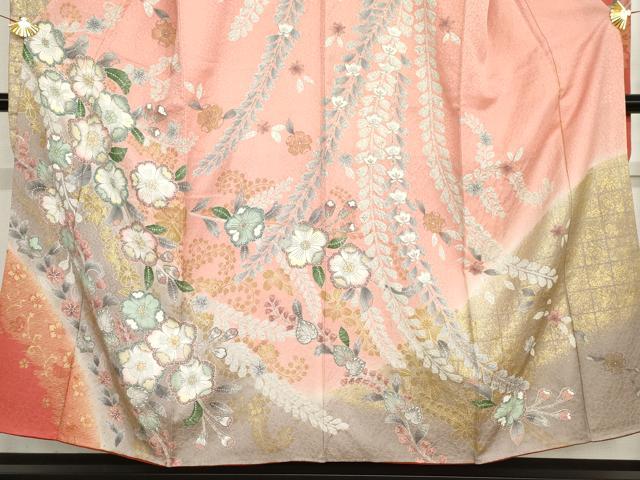 平和屋着物●豪華振袖　辻が花　暈し染め　金彩　銀通し地　正絹　逸品　AABG6580cs