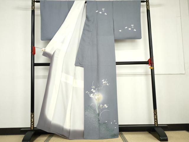 平和屋着物●訪問着　友禅　蛍暈し　枝花文　正絹　逸品　AABG6587cs