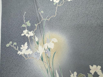 平和屋着物●訪問着　友禅　蛍暈し　枝花文　正絹　逸品　AABG6587cs