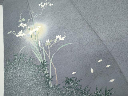 平和屋着物●訪問着　友禅　蛍暈し　枝花文　正絹　逸品　AABG6587cs