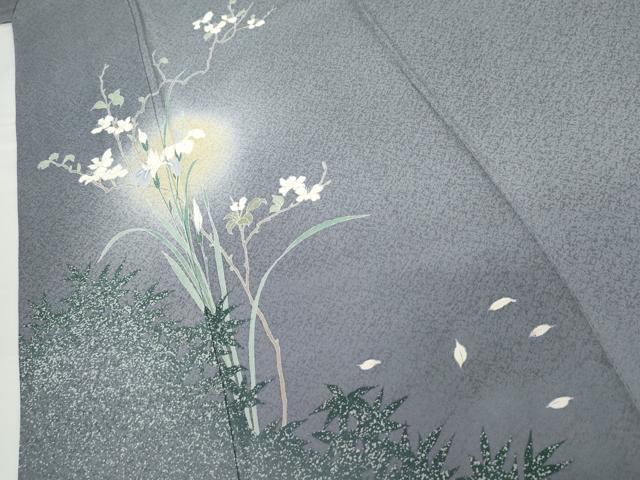 平和屋着物●訪問着　友禅　蛍暈し　枝花文　正絹　逸品　AABG6587cs
