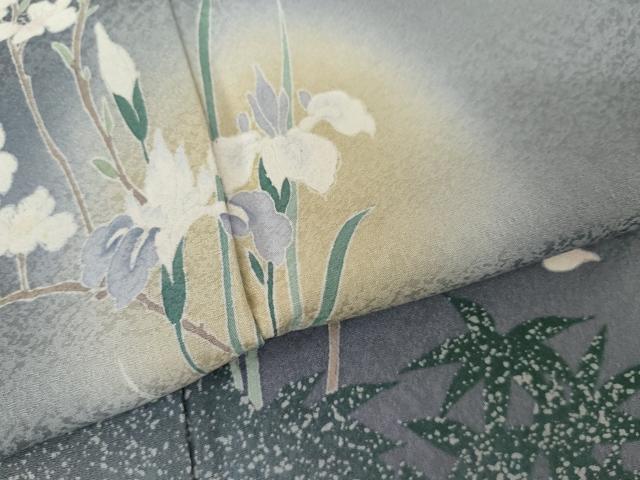 平和屋着物●訪問着　友禅　蛍暈し　枝花文　正絹　逸品　AABG6587cs