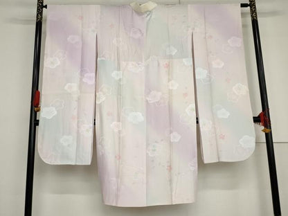 平和屋着物●振袖用長襦袢　無双仕立て　作家物　舞梅　暈し染め　金彩　正絹　逸品　AABG6588cs