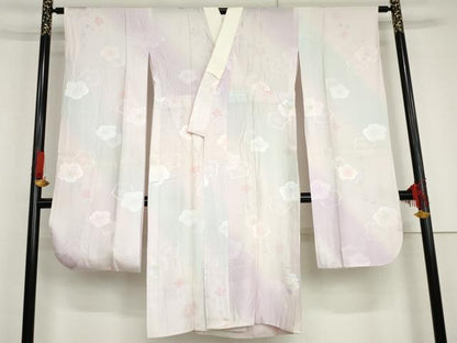 平和屋着物●振袖用長襦袢　無双仕立て　作家物　舞梅　暈し染め　金彩　正絹　逸品　AABG6588cs
