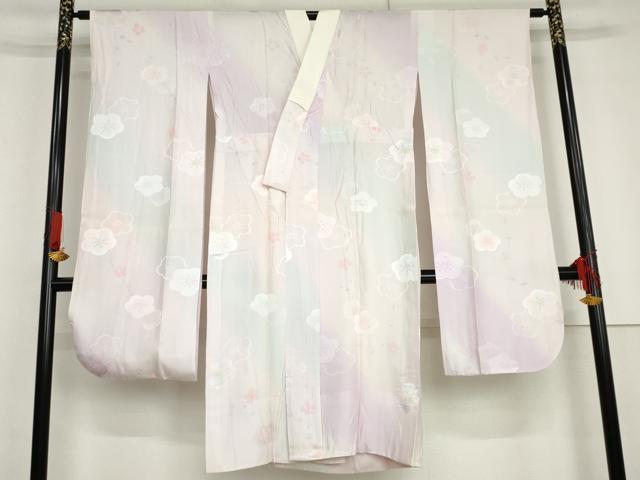平和屋着物●振袖用長襦袢　無双仕立て　作家物　舞梅　暈し染め　金彩　正絹　逸品　AABG6588cs