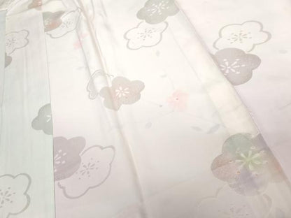 平和屋着物●振袖用長襦袢　無双仕立て　作家物　舞梅　暈し染め　金彩　正絹　逸品　AABG6588cs
