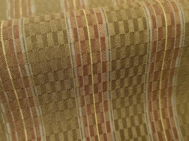 平和屋着物●極上　紬　市松綾織　間道　正絹　逸品　AABG6590cs