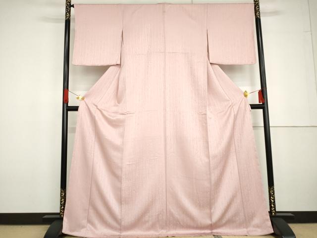 平和屋着物●上質な色無地　立涌花地紋　撫子色　正絹　逸品　未使用　AABG6591cs