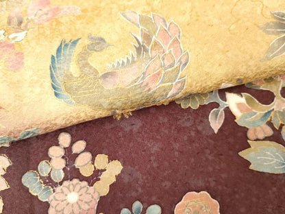 平和屋着物●訪問着　更紗花鳥文　暈し染め　金彩　正絹　逸品　AABG6593cs
