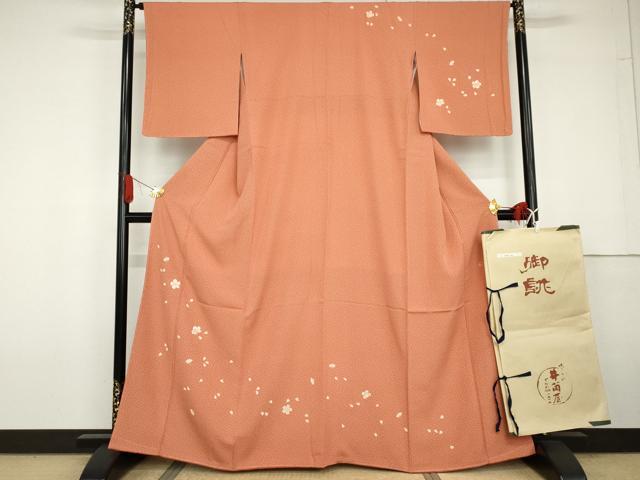 平和屋着物●訪問着　作家物　桜飛柄　金糸　金彩　井筒屋　たとう紙付き　正絹　逸品　未使用　AABG6594cs