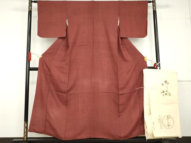 平和屋着物●銀座きしや　小紋　鹿の子にあられ　たとう紙付き　正絹　逸品　AABG6596cs