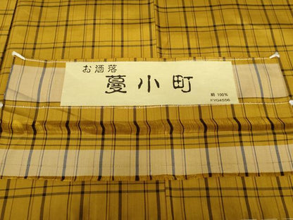 平和屋着物●上質な紬　蔓小町　格子　反端付き　正絹　逸品　未使用　AABG6603cs