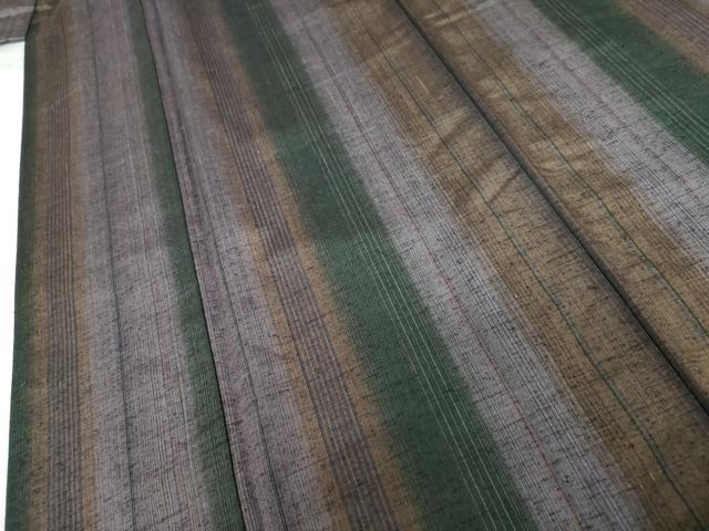 平和屋着物●本場真綿結城紬　草木染　間道　証紙付き　正絹　逸品　AABG6604cs
