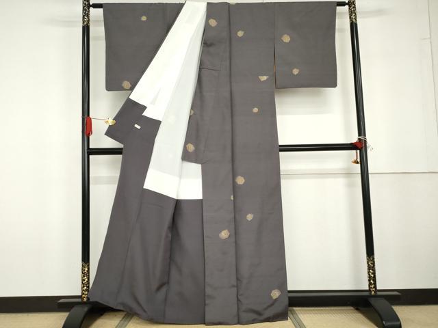 平和屋着物●京の名門・菱屋六右ェ門　紬　亀甲に花兎　染の近江謹製　正絹　逸品　AABG6605cs