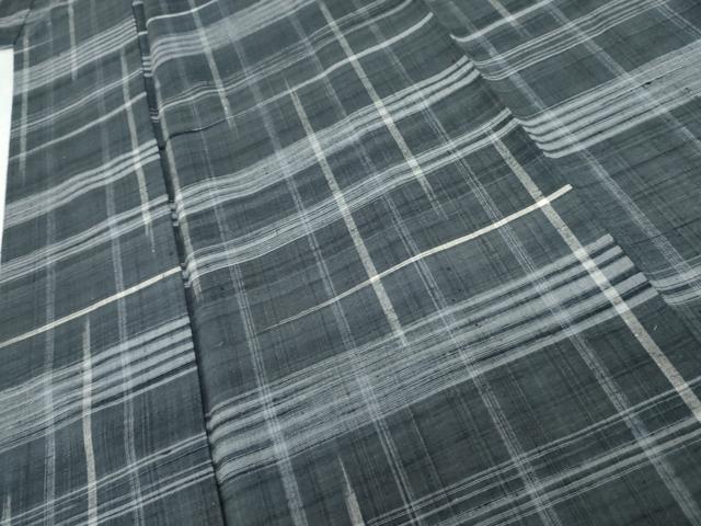 平和屋着物●上質な紬　格子　正絹　逸品　AABG6611cs