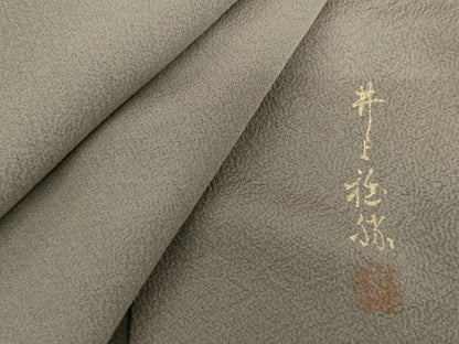 平和屋着物●上質な色無地　作家物　茶鼠色　正絹　逸品　未使用　AABG6612cs