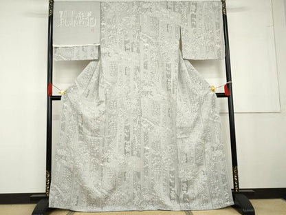 平和屋着物●お召　作家物　天目織　桃山遊花　反端付き　正絹　逸品　AABG6615cs