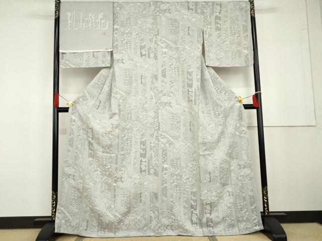 平和屋着物●お召　作家物　天目織　桃山遊花　反端付き　正絹　逸品　AABG6615cs