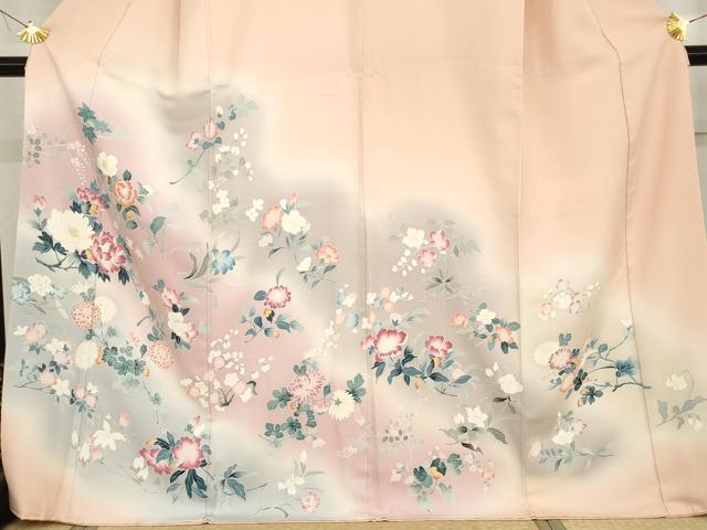 平和屋着物●訪問着　友禅　枝花文　暈し染め　正絹　逸品　AABG6616cs