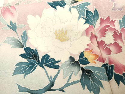 平和屋着物●訪問着　友禅　枝花文　暈し染め　正絹　逸品　AABG6616cs