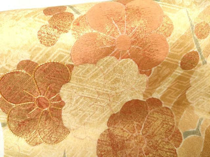 平和屋着物●訪問着　駒刺繍　笹梅花文　金彩　ロング丈　正絹　逸品　AABG6617cs