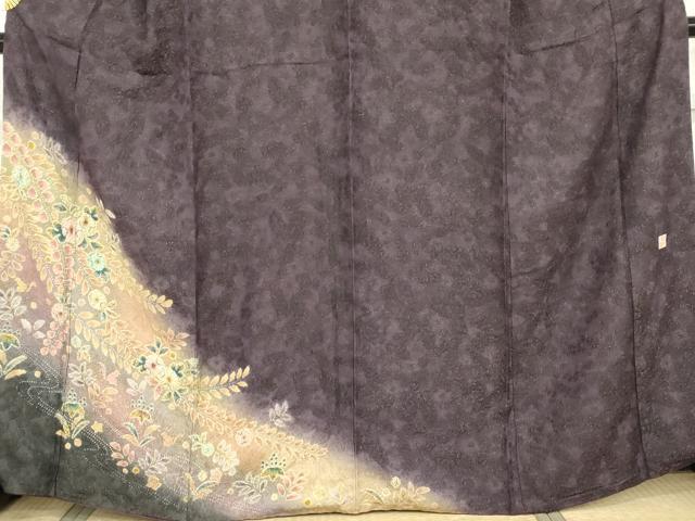 平和屋着物●伝統工芸士　寺谷昇　訪問着　絞り　辻が花　暈し染め　金彩　金通し地　正絹　逸品　AABG6618cs