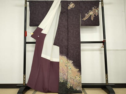 平和屋着物●伝統工芸士　寺谷昇　訪問着　絞り　辻が花　暈し染め　金彩　金通し地　正絹　逸品　AABG6618cs