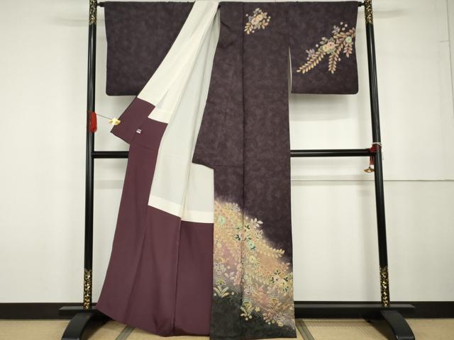 平和屋着物●伝統工芸士　寺谷昇　訪問着　絞り　辻が花　暈し染め　金彩　金通し地　正絹　逸品　AABG6618cs