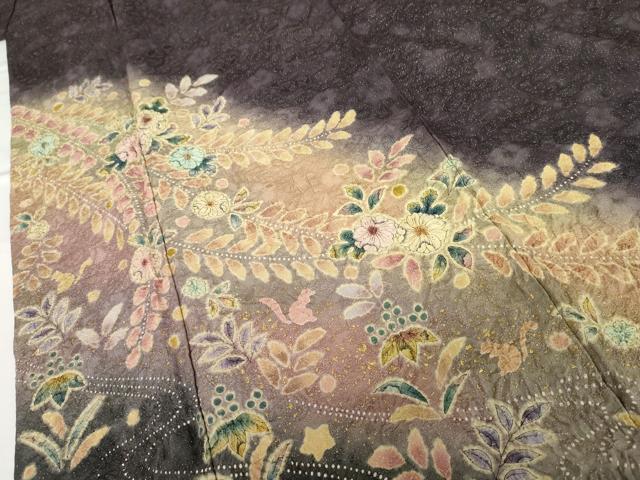 平和屋着物●伝統工芸士　寺谷昇　訪問着　絞り　辻が花　暈し染め　金彩　金通し地　正絹　逸品　AABG6618cs