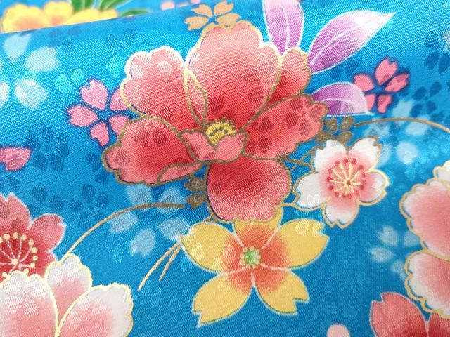 平和屋着物●小振袖　二尺袖　芝花文　暈し染め　金彩　洗える着物　未使用　AABG6622cs
