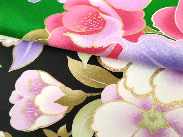 平和屋着物●小振袖　二尺袖　草花文　暈し染め　金彩　洗える着物　未使用　AABG6624cs